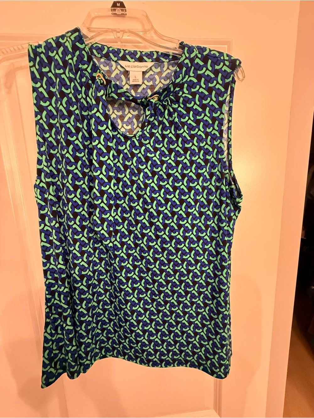 Liz Claiborne Navy Blue and Green Sleeveless Printed Camisole